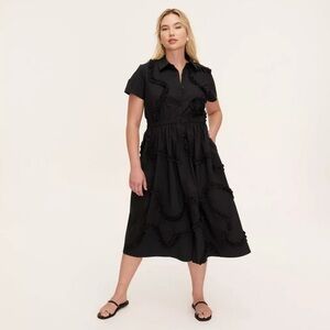 Kate Spade Target Ribbon Short Sleeve Midi Shirtdress Black Shirt Dress XS
